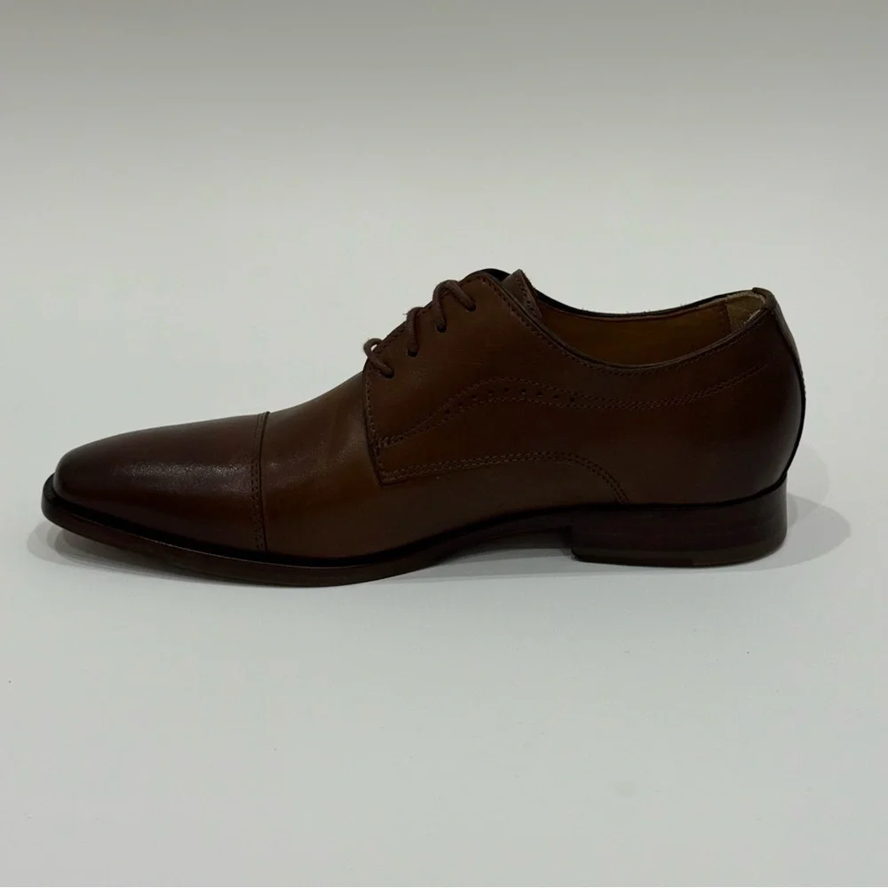 Johnston Murphy Men's 8.5M Mcclain Cap Toe Tan Full Grain Leather Shoes New $160